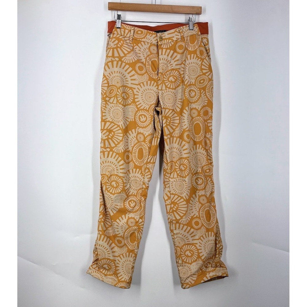 Backcountry Womens 10 Hiking‎ Pants Orange Sunburst Geometric Stretch Recycled